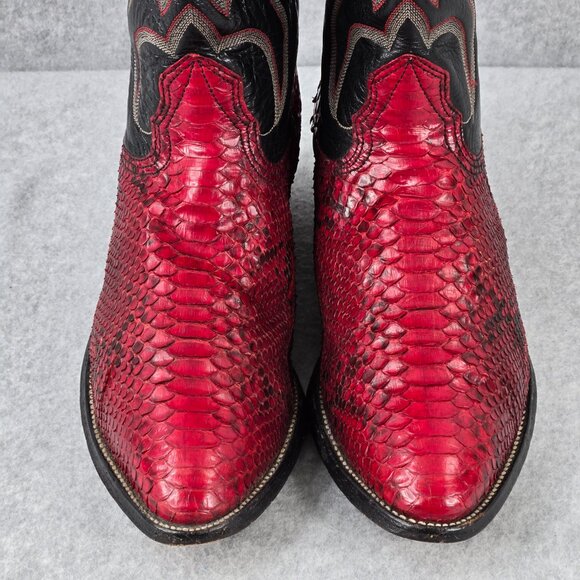 Nocona Python Boots Mens 9 D Cherry Red Black Snakeskin Western Cowboy Rodeo main image 15